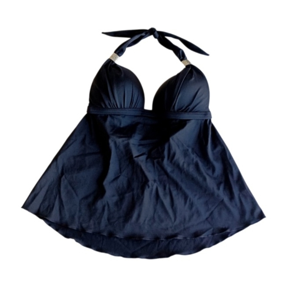 VENUS Goddess Black Halter Tankini Swim Top, Size 14